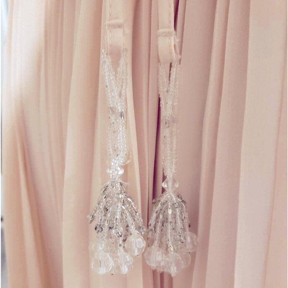 Peach Pleated Dress by Ark & Co. with Tie Back Closure and Beaded tassels Sz L - Picture 14 of 14